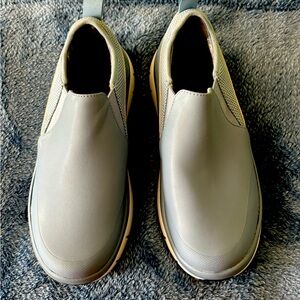 Gray Slip-On Loafers with Elastic Panels